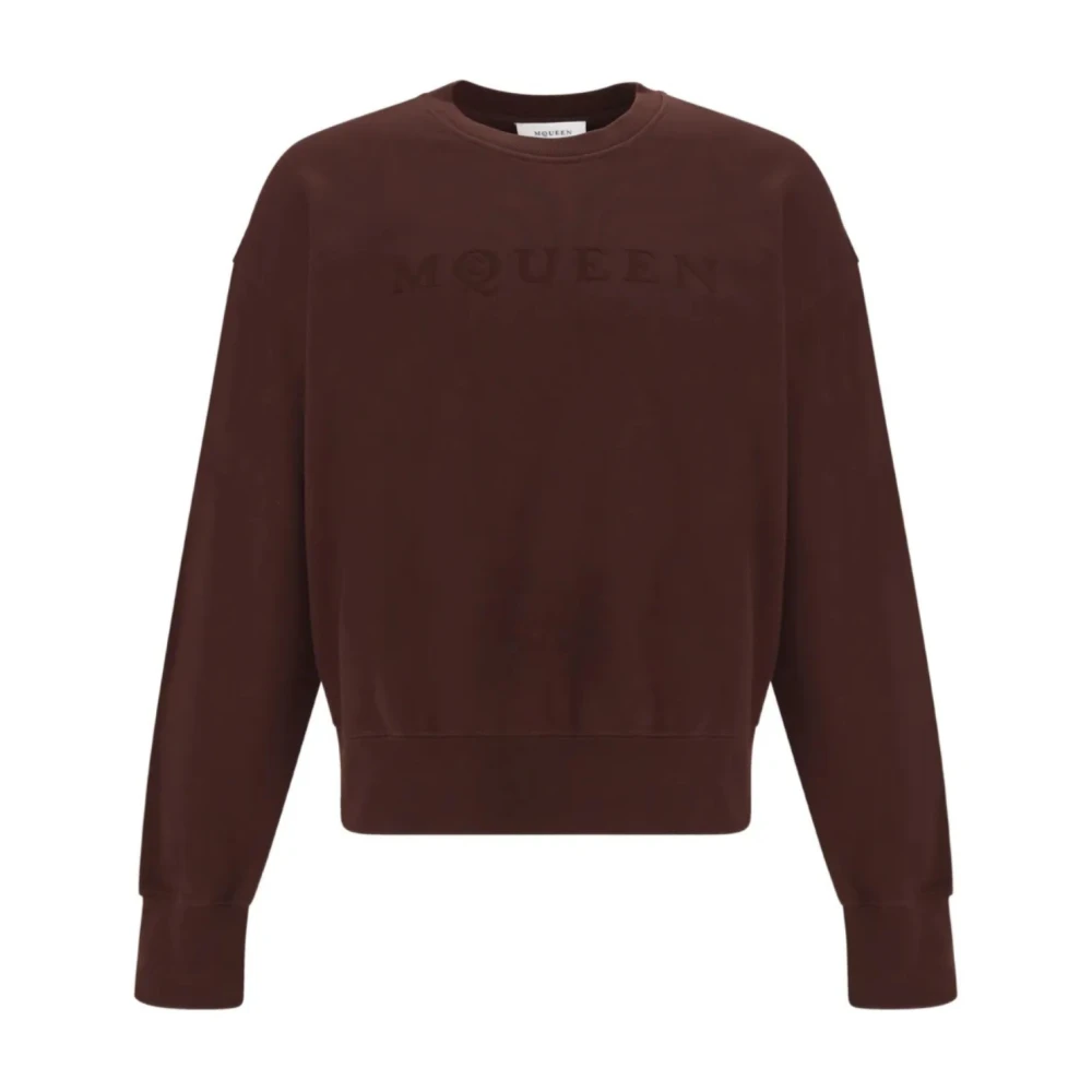Alexander Mcqueen Men's Brown Madder Tonal Sweatshirt With Logo Print - Sweatshirts - M - Sweatshirts & Hoodies