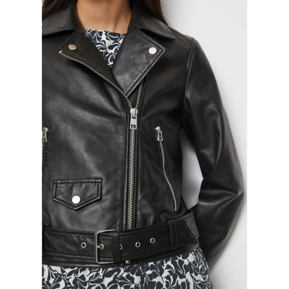 Marc O'Polo Biker leren jas regular Black Dames