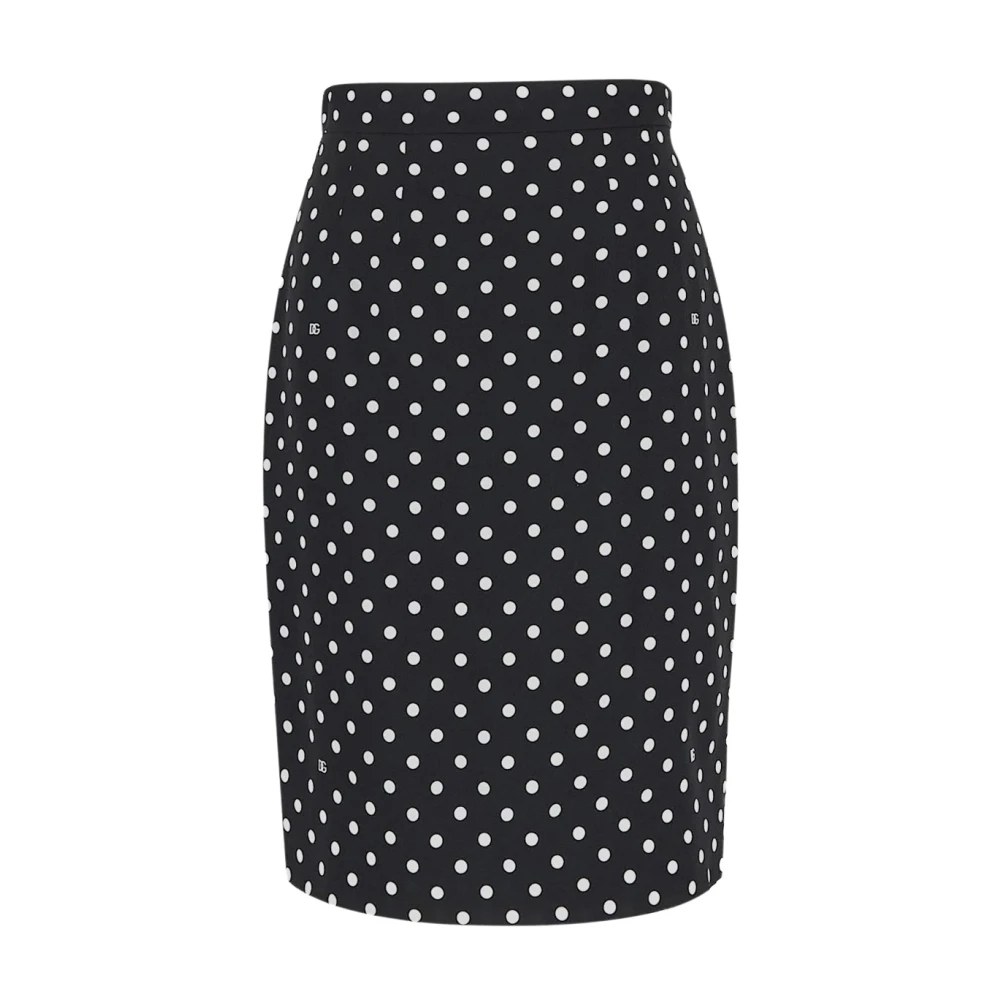 Dolce & Gabbana Zijden Pois Print Rok Black Dames