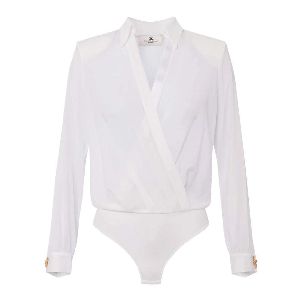 Elisabetta Franchi Georgette shirt met gedrapeerde voorkant White Dames