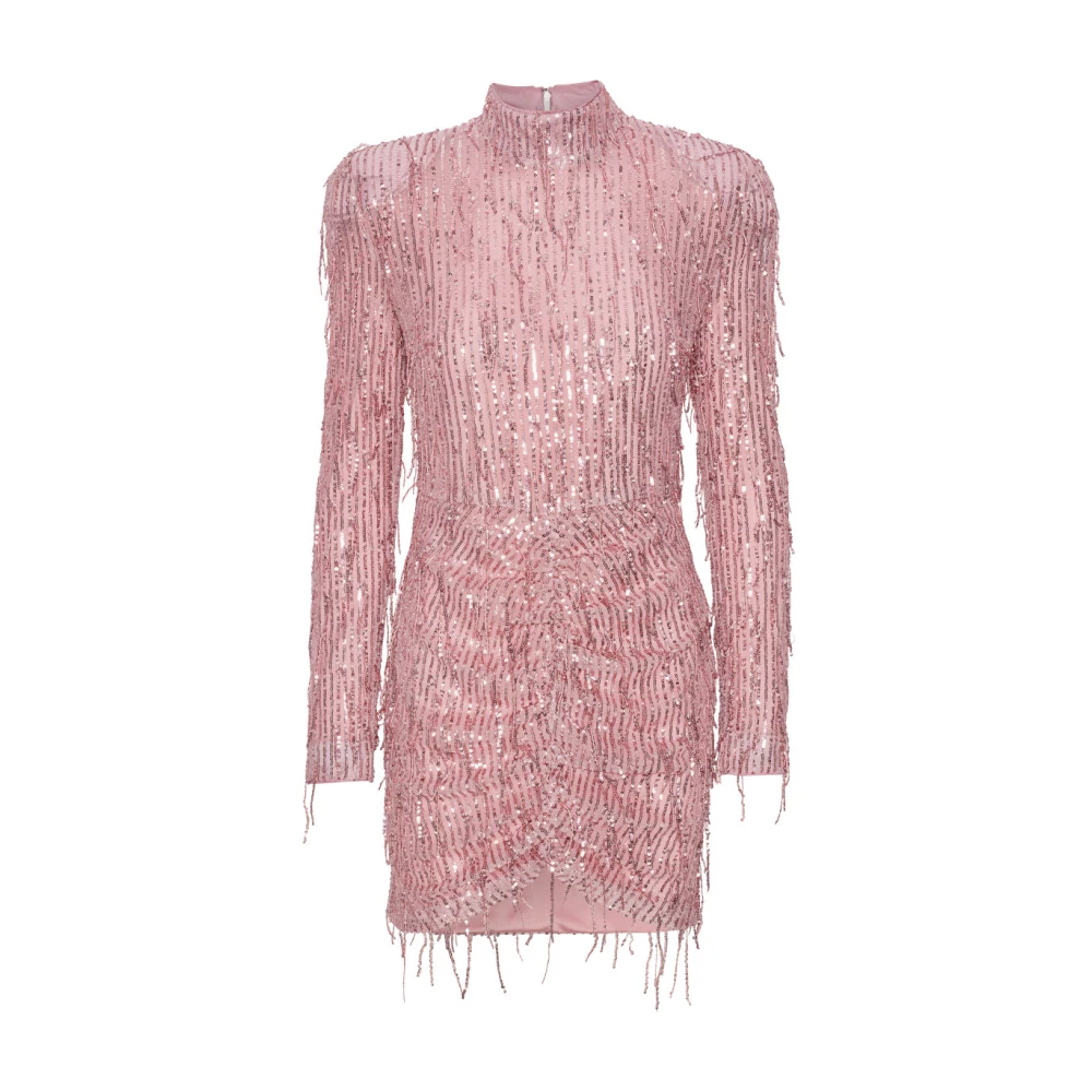 Rotate Birger Christensen Pailletten Franje Minijurk Perzikhuid Pink Dames