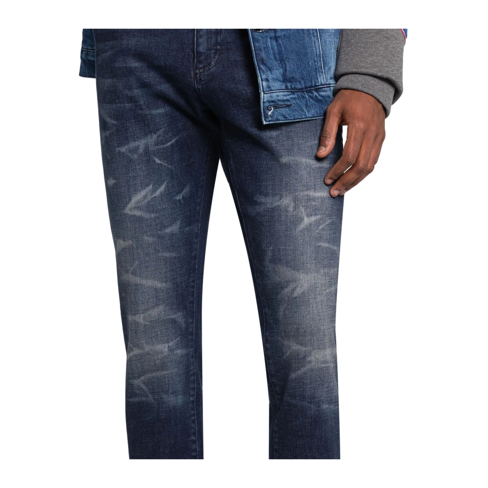 Roberto Cavalli Slim-Leg Jeans met Gewassen Finish Blue Heren