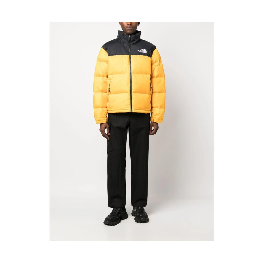 The North Face Geel Zwart Gewatteerd Donsjack Yellow Heren