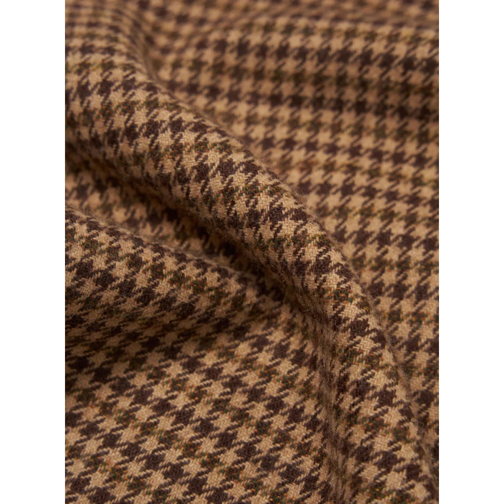 Universal Works Zand Houndstooth Tweed Wijde Broek Brown Heren