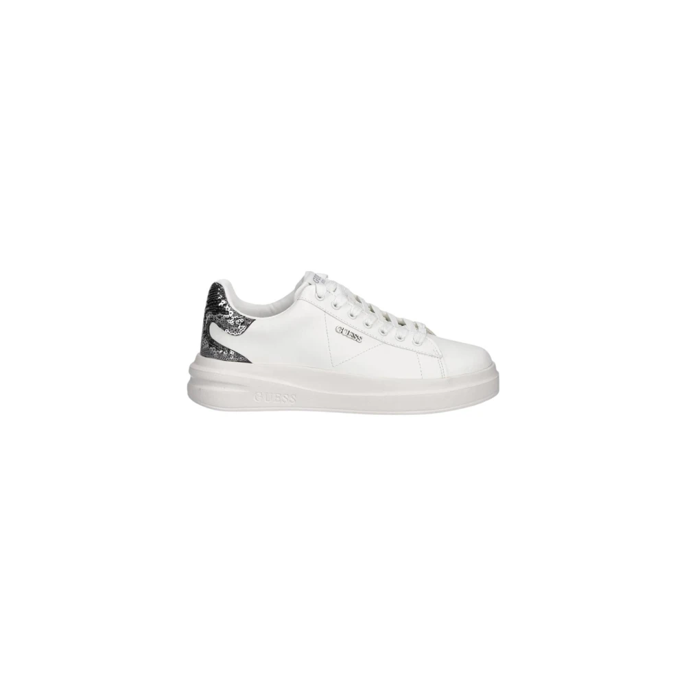 Guess Women's White Lace-Up Leather And Polyester Trainers - Sneakers - 6 Uk- Shoes