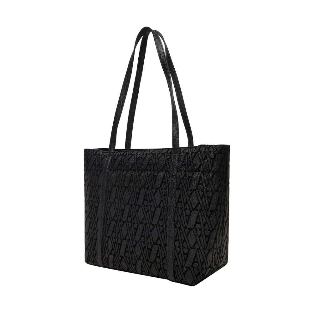 Armani Exchange Zwarte Shopper Tas met Gouden Details Black Dames