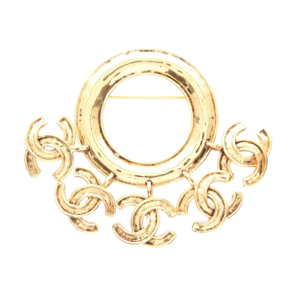 Chanel Vintage Women's Gold Pre-Owned Vintage Tone Cc Logo Brooch