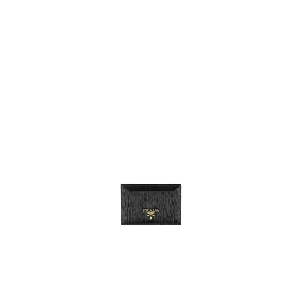 Prada Women's Black Wallets & Cardholders, One Size, Calfskin Leather Wallet With Multiple Card Slots