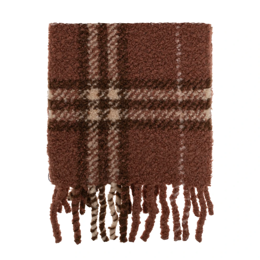 BURBERRY - Sciarpa bouclé rosa a quadri con frange - Donna - Taglia UNI - Immagine 2