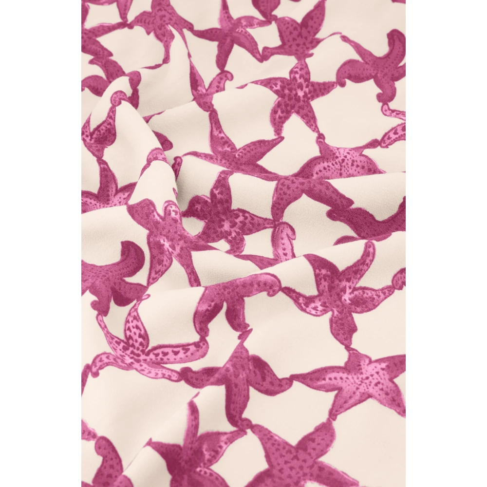 Fabienne Chapot Elegante Wit Roze Print Midi Jurk Pink Dames