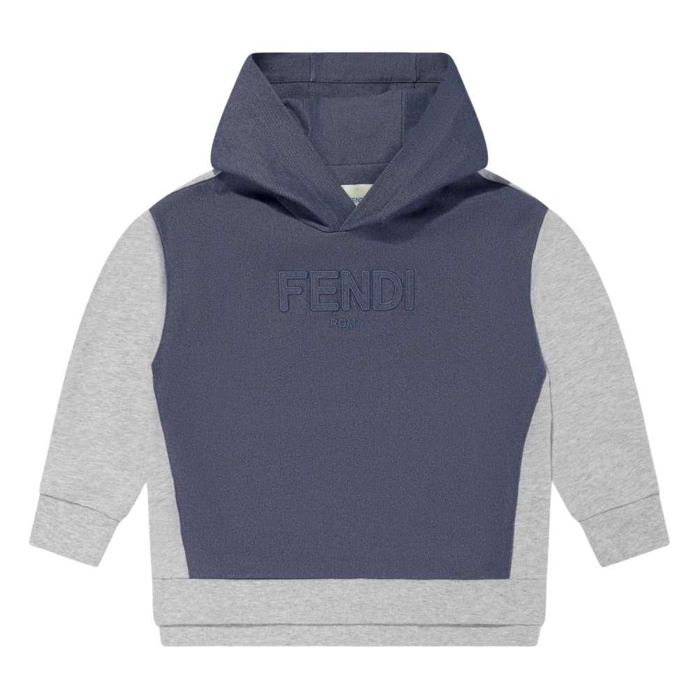 Fendi Boys Blue Kids Sweatshirts, 6 Y, Denim Jersey Hoodie