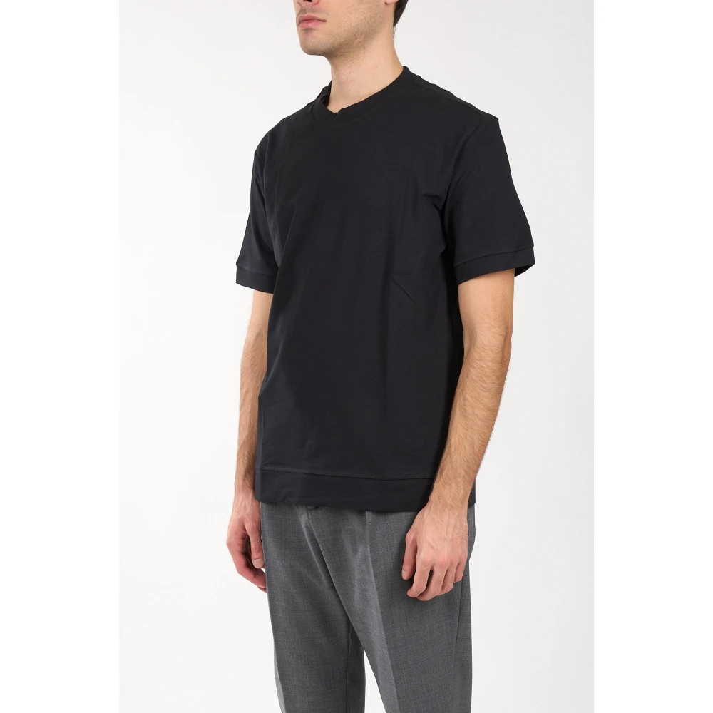 Paolo Pecora Katoenen T-shirt met ronde hals Black Heren