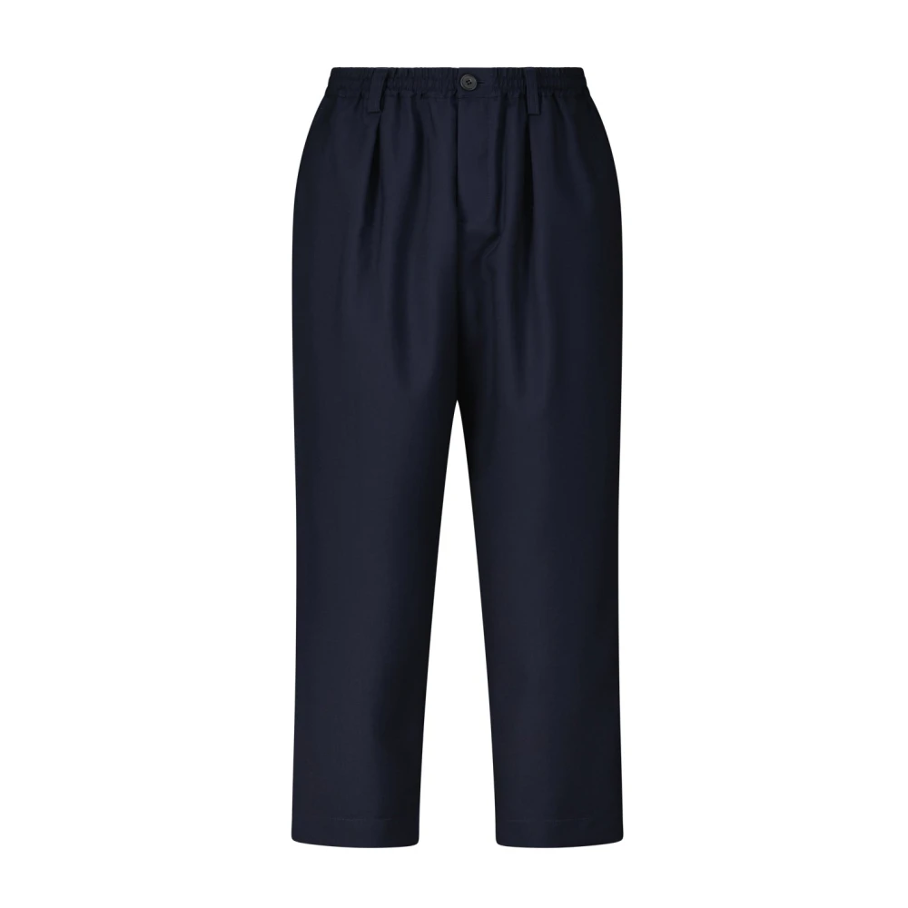 Marni Blauwe Wollen Broek met Elastische Tailleband Blue Heren