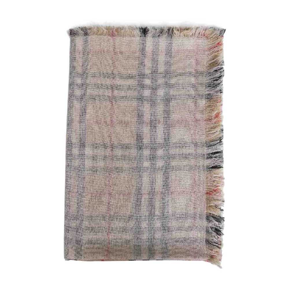 Burberry Women's Beige Winter Scarves, One Size, Double-Layer Silk-Wool Scarf