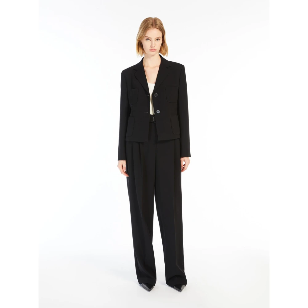 Max Mara Studio Boxy cady jas met knoopsluiting aan de voorkant Black Dames
