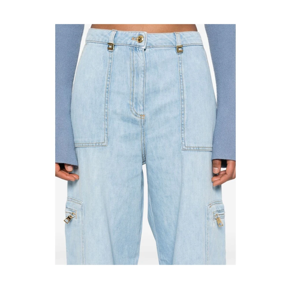 Elisabetta Franchi Lichtblauwe Denim Jeans met Zakken Blue Dames