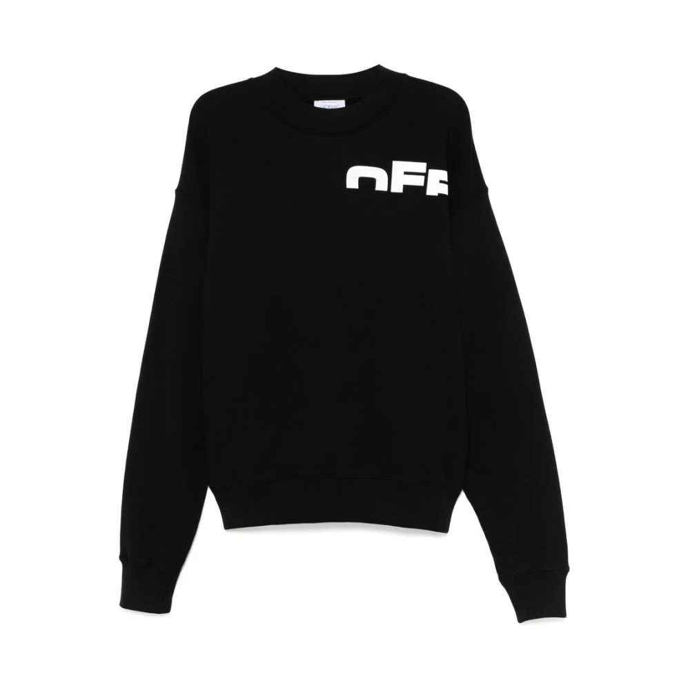 Off White Logo Print Sweatshirt Svart Ribbad Mudd Black, Herr