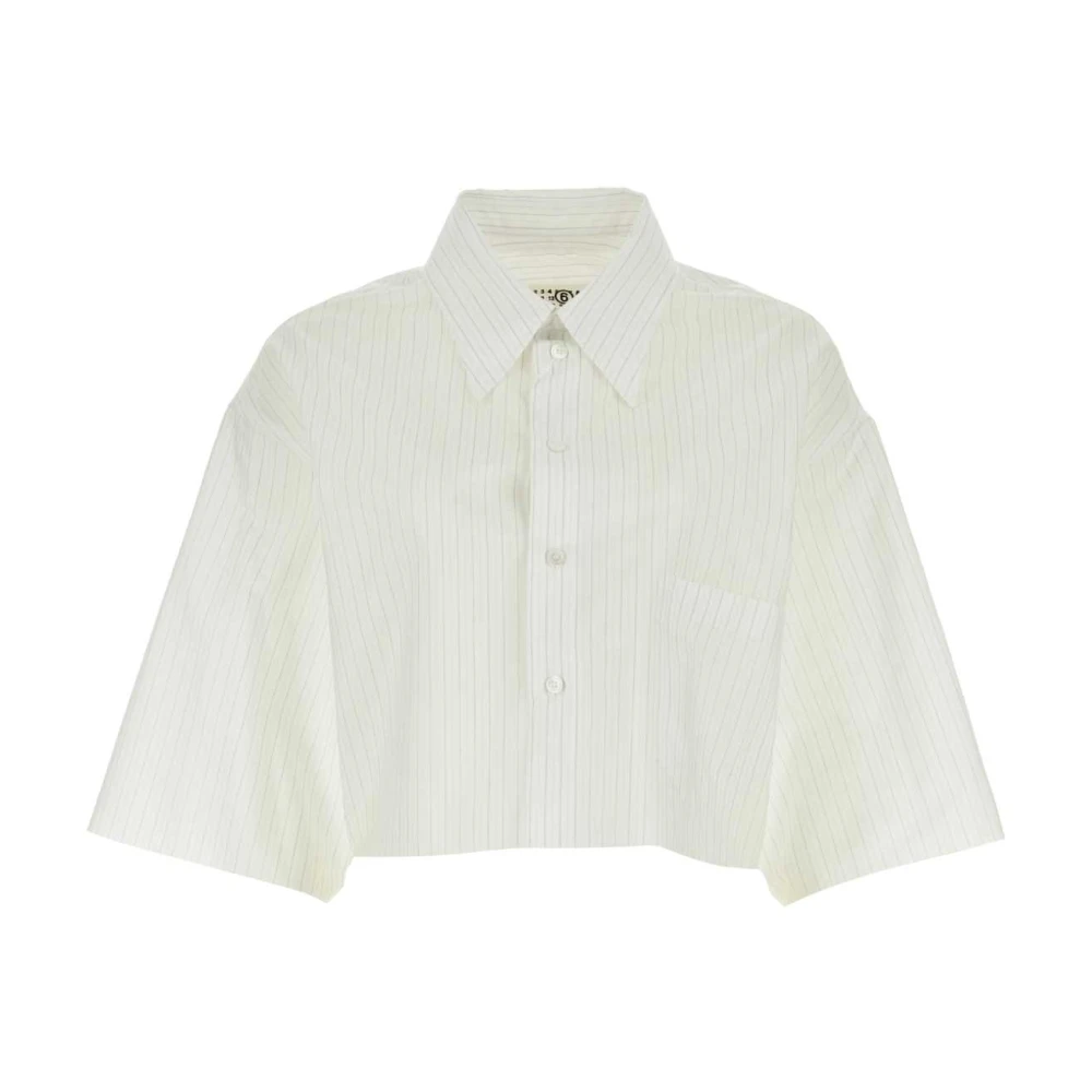 MM6 Maison Margiela Stijlvol Geborduurd Katoenen Overhemd Beige Dames