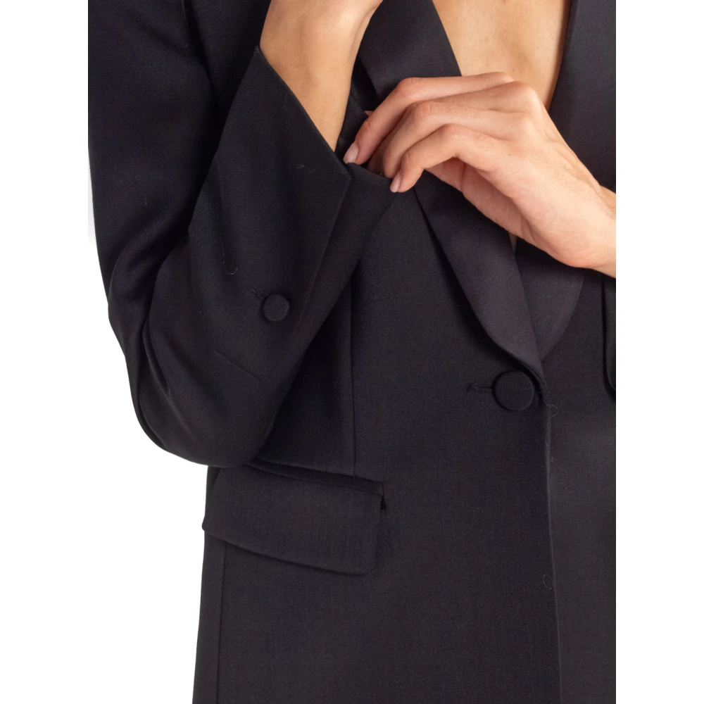 Semicouture Zwarte Mariasole Shawl-Kraag Jas Black Dames