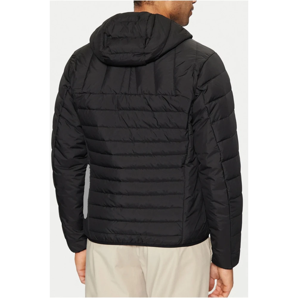 Hugo Boss Zwarte gewatteerde jas met capuchon Black Heren
