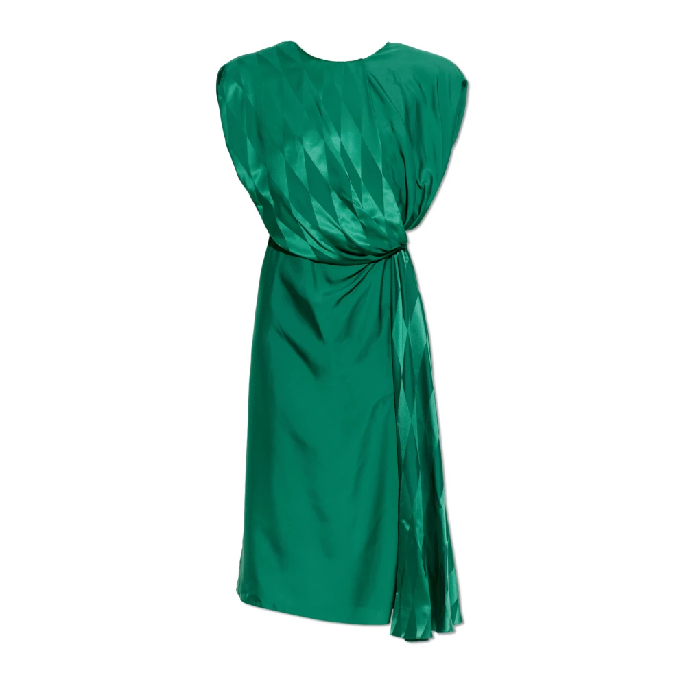 Versace Women's Green Jacquard Silk Draped Midi Dress - Midi Dresses - S - Dresses