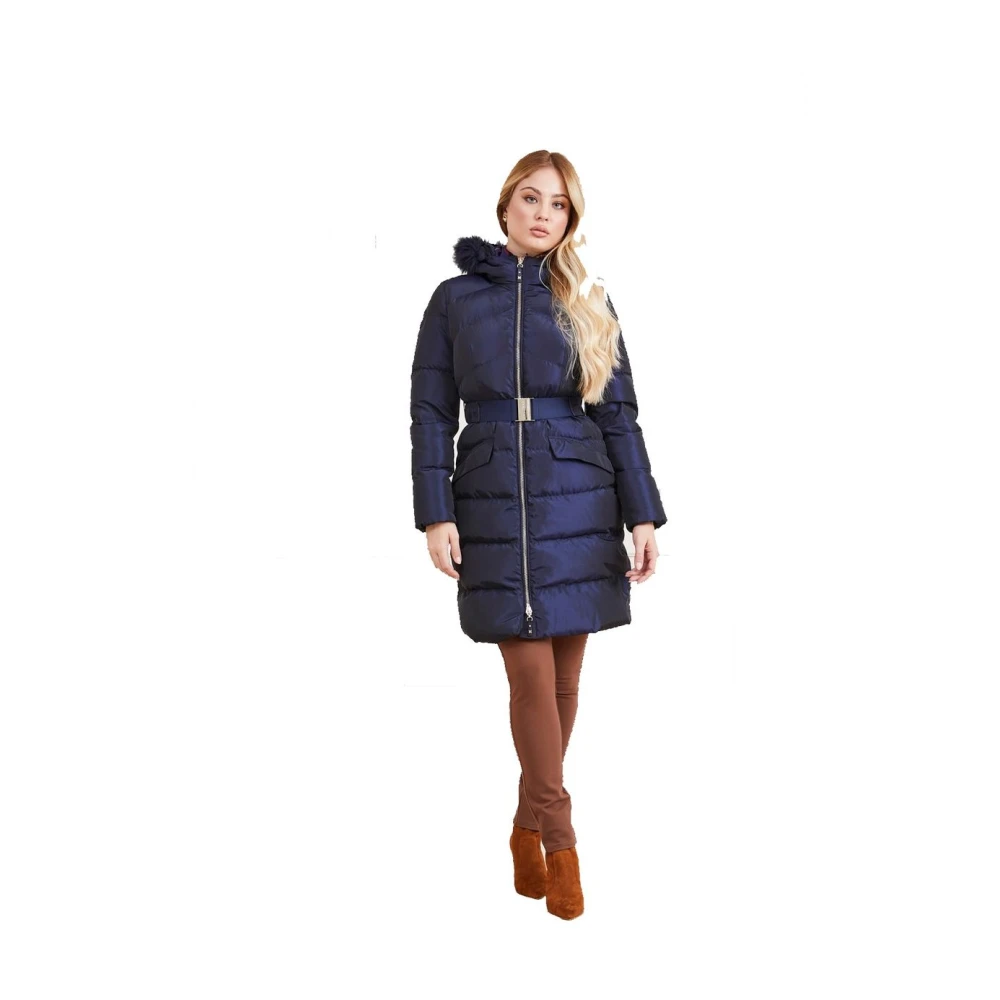 Guess Lange Puffer Jas Blue Dames