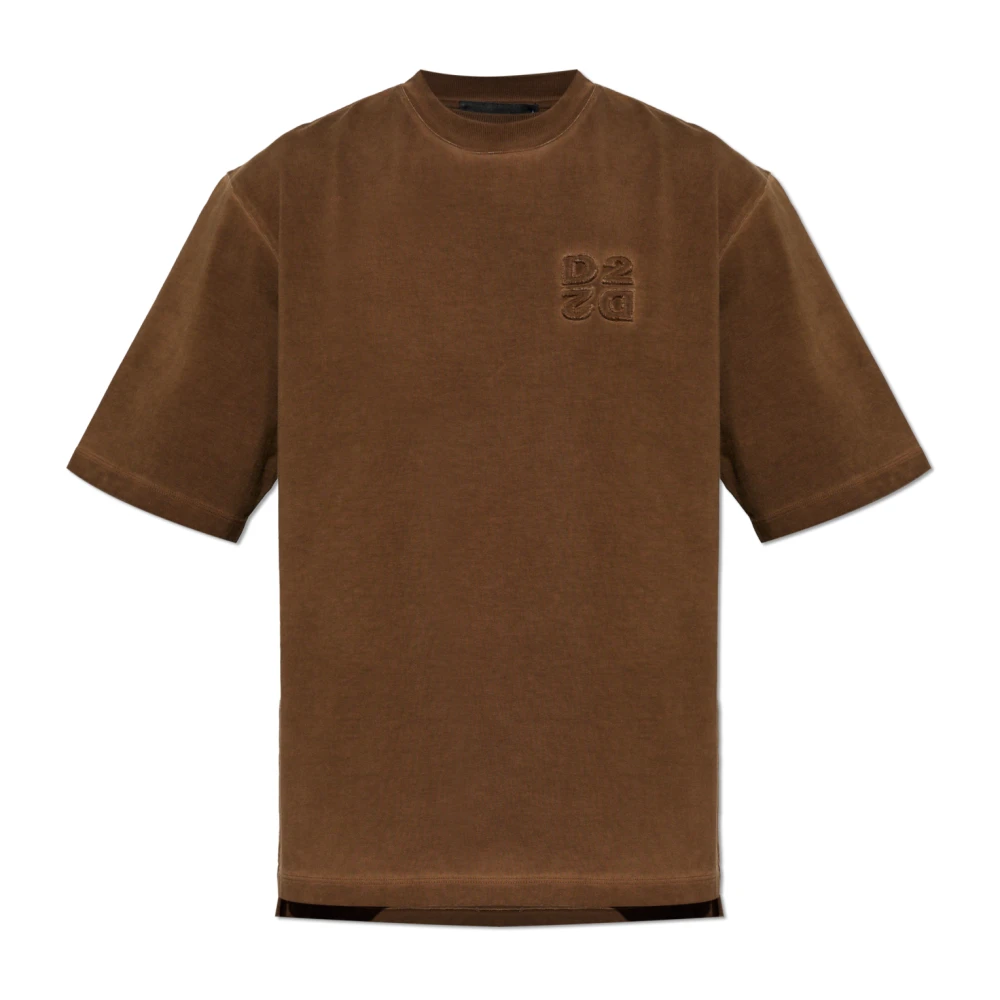 Dsquared2 Uomo Marrone - T-Shirt Con Logo In Rilievo - Tops - M