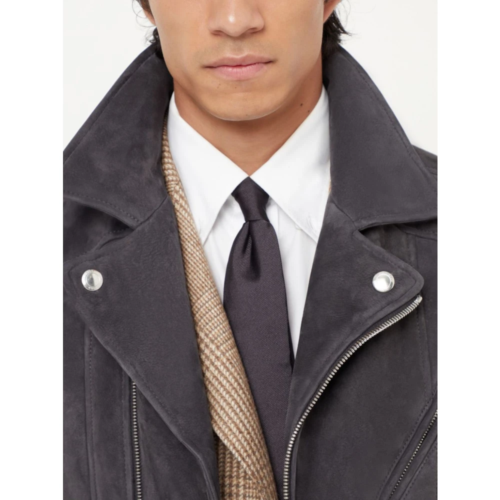 BRUNELLO CUCINELLI Antraciet Zijden Twill Stropdas Gray Heren