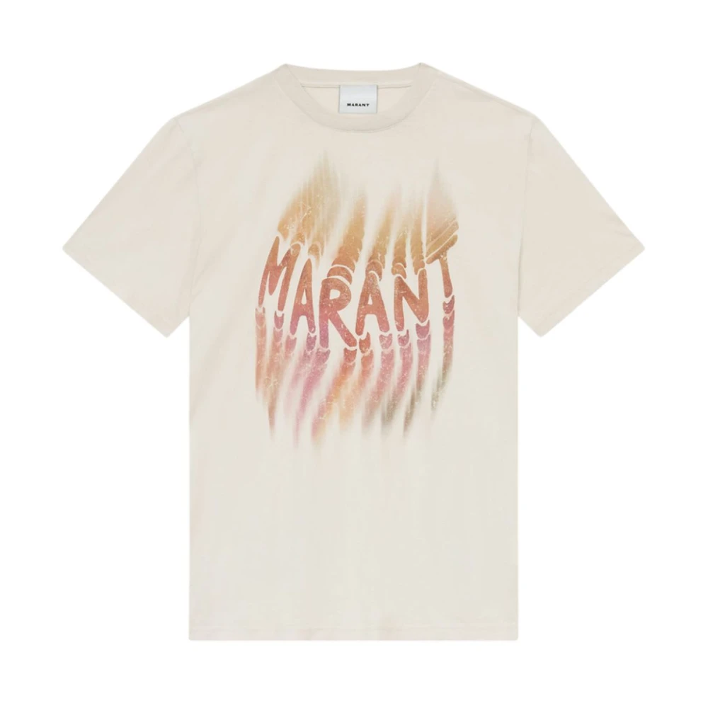 Isabel Marant Étoile Monogram Print Katoenen T-shirt Dames Casual Beige Dames