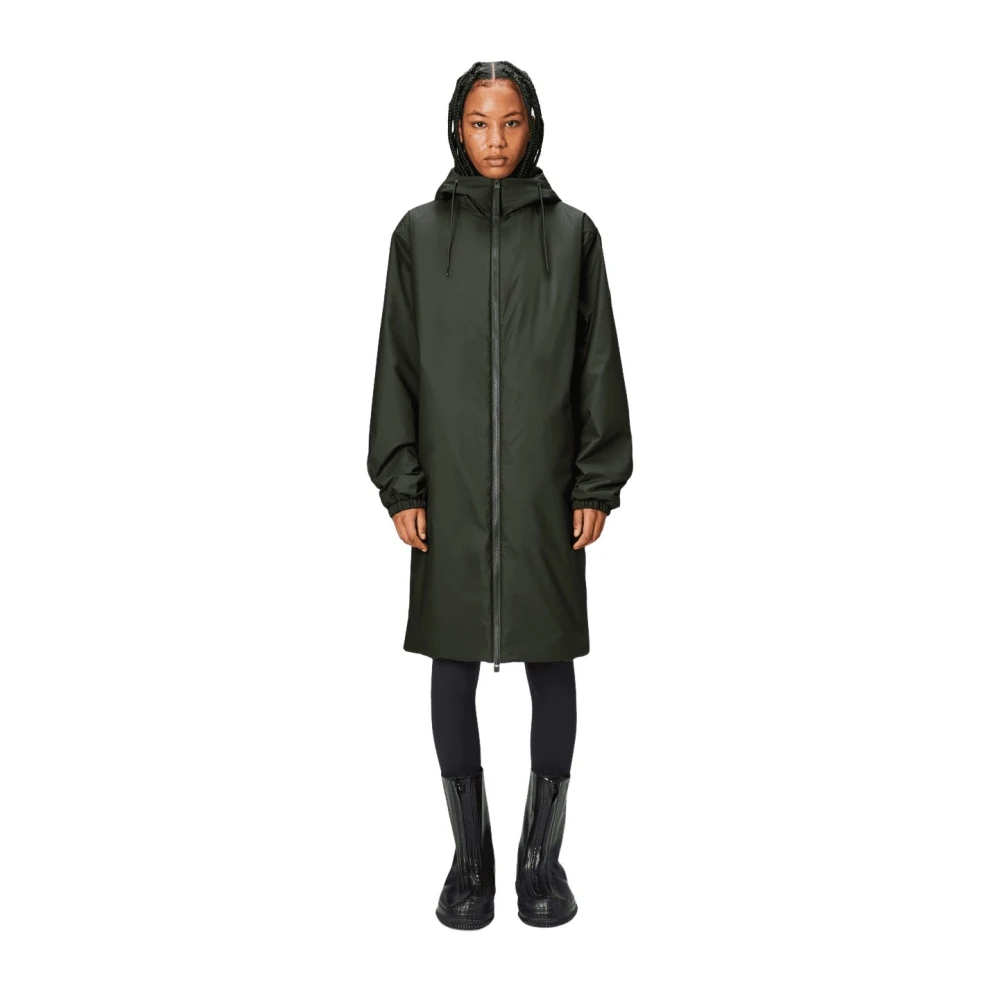 Rains Langere Geïsoleerde Jas met Capuchon Green Dames