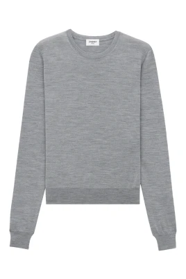 Grå Ull Crew Neck Tröja