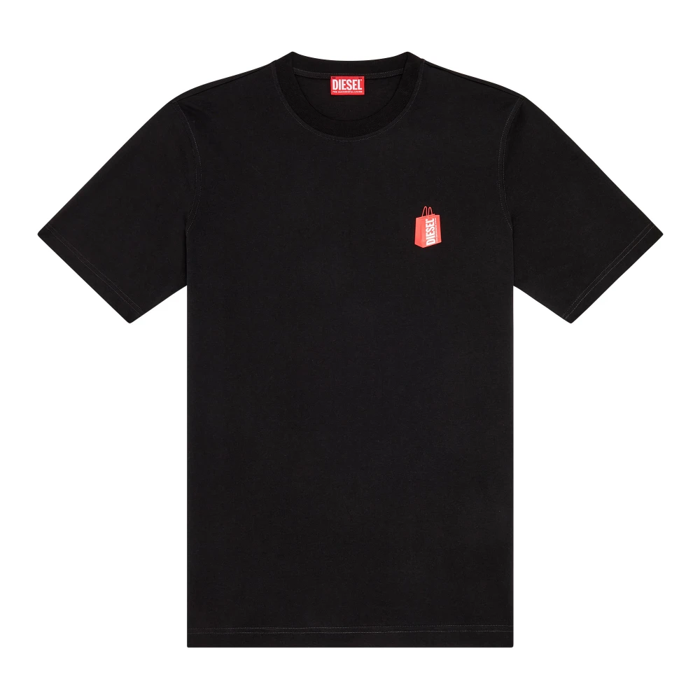 Diesel Zwarte Logo Print T-shirts en Polos Black Heren