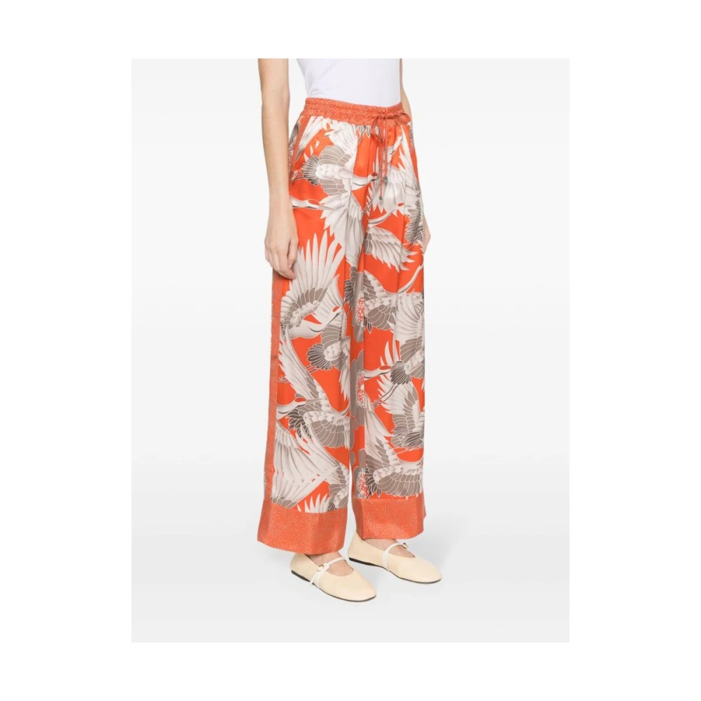 Kiton Zijden broek met grafische print Orange Dames