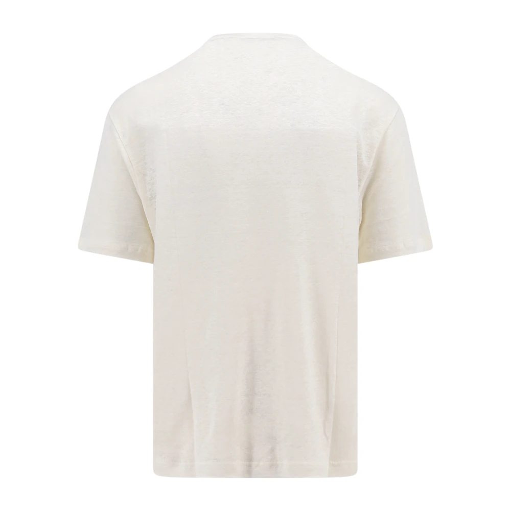 Palm Angels Wit Linnen Crew-neck T-Shirt White Heren