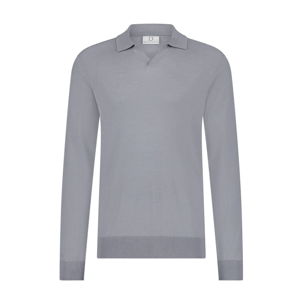Born With Appetite Gebreide Merino Polo Lange Mouw Gray Heren