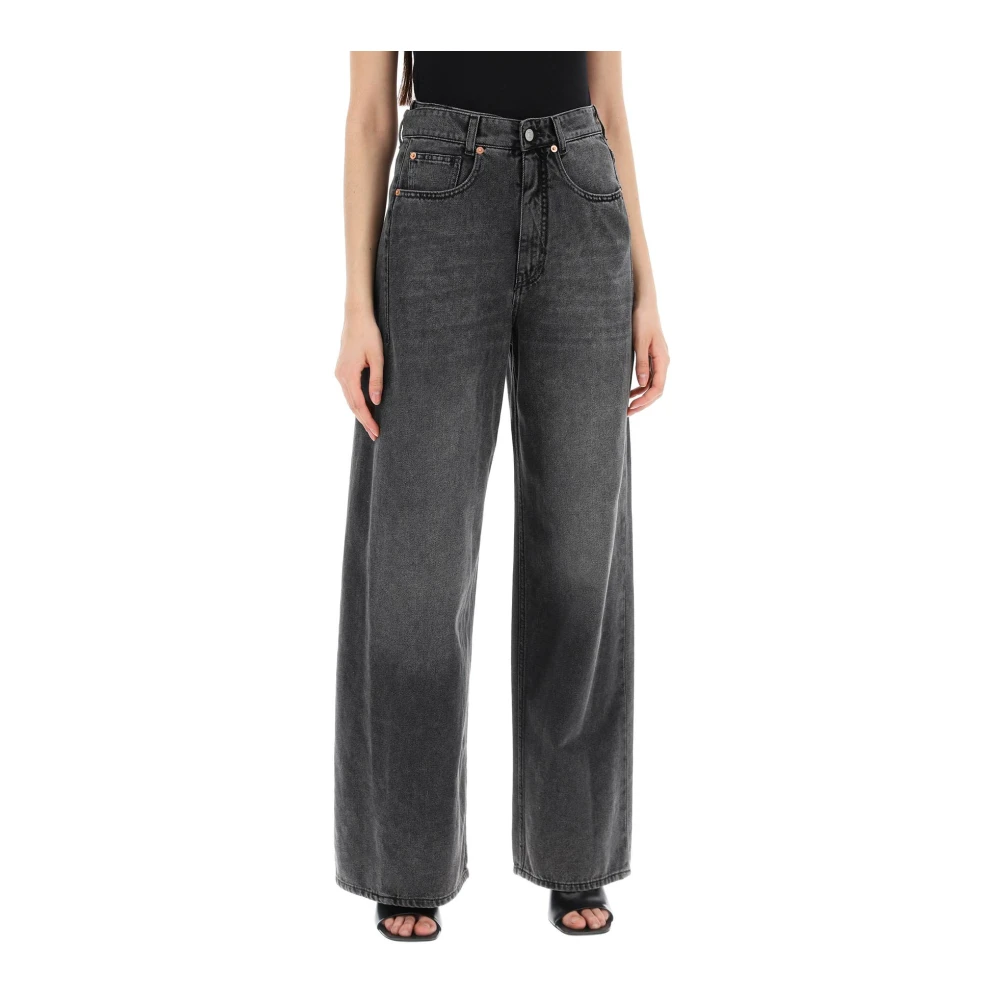 MM6 Maison Margiela Hybride Panel Wijde Pijp Jeans Black Dames