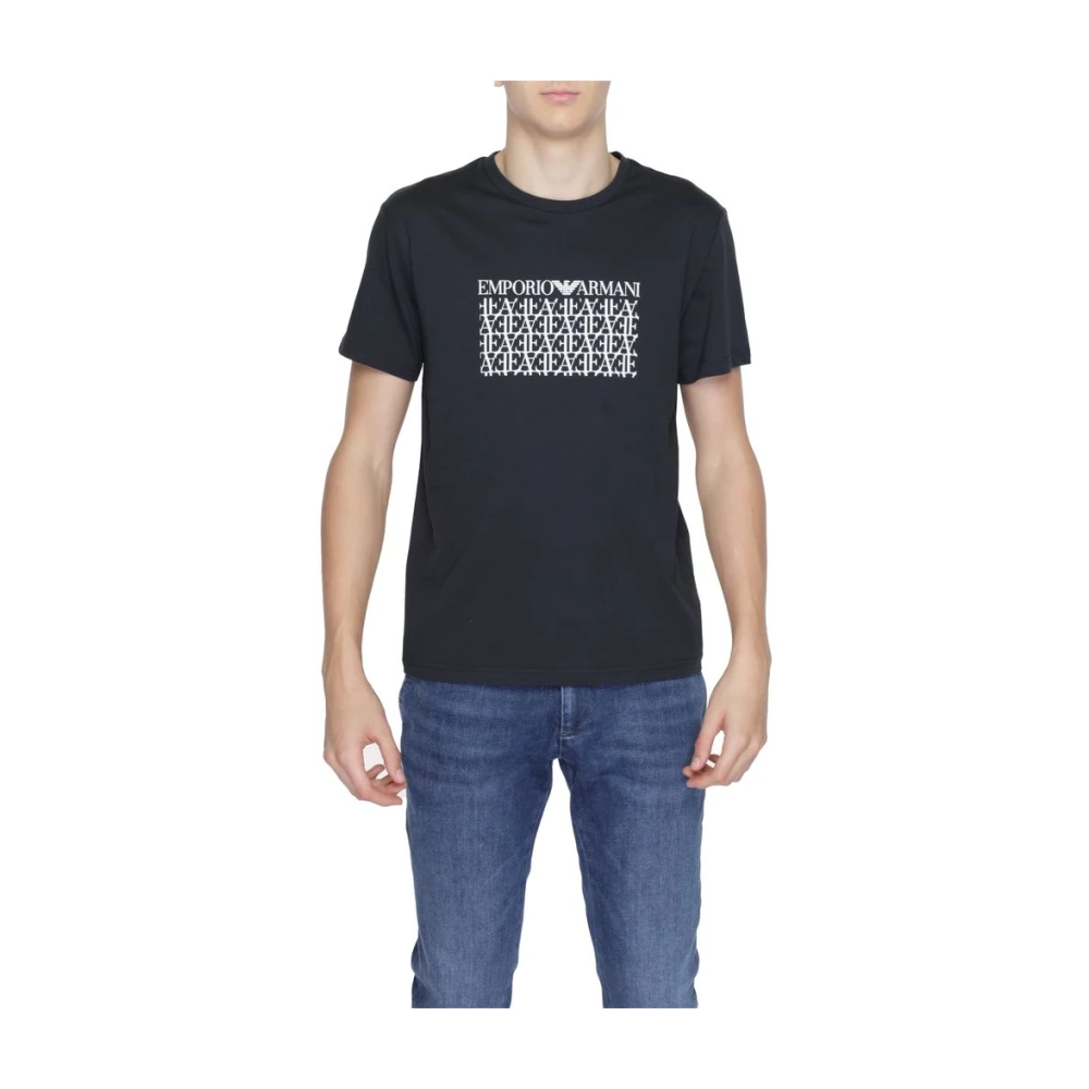 Emporio Armani Heren T-shirt van zwart en wit katoen Black Heren