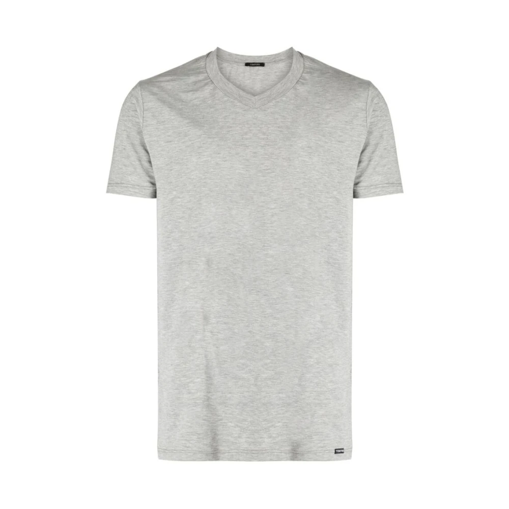 Tom Ford Lichtgrijs Melange V-Hals T-Shirt Gray Heren