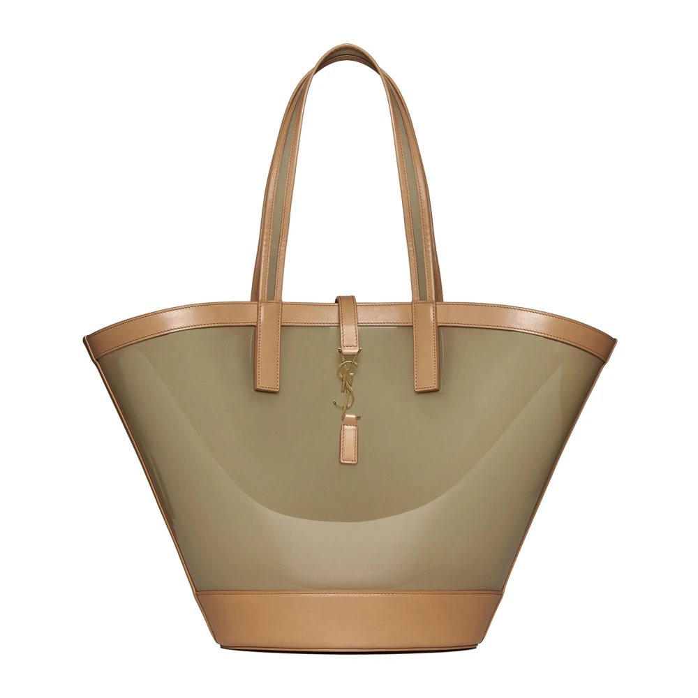 Saint Laurent Guld Patentläder Panier Väska Beige, Dam