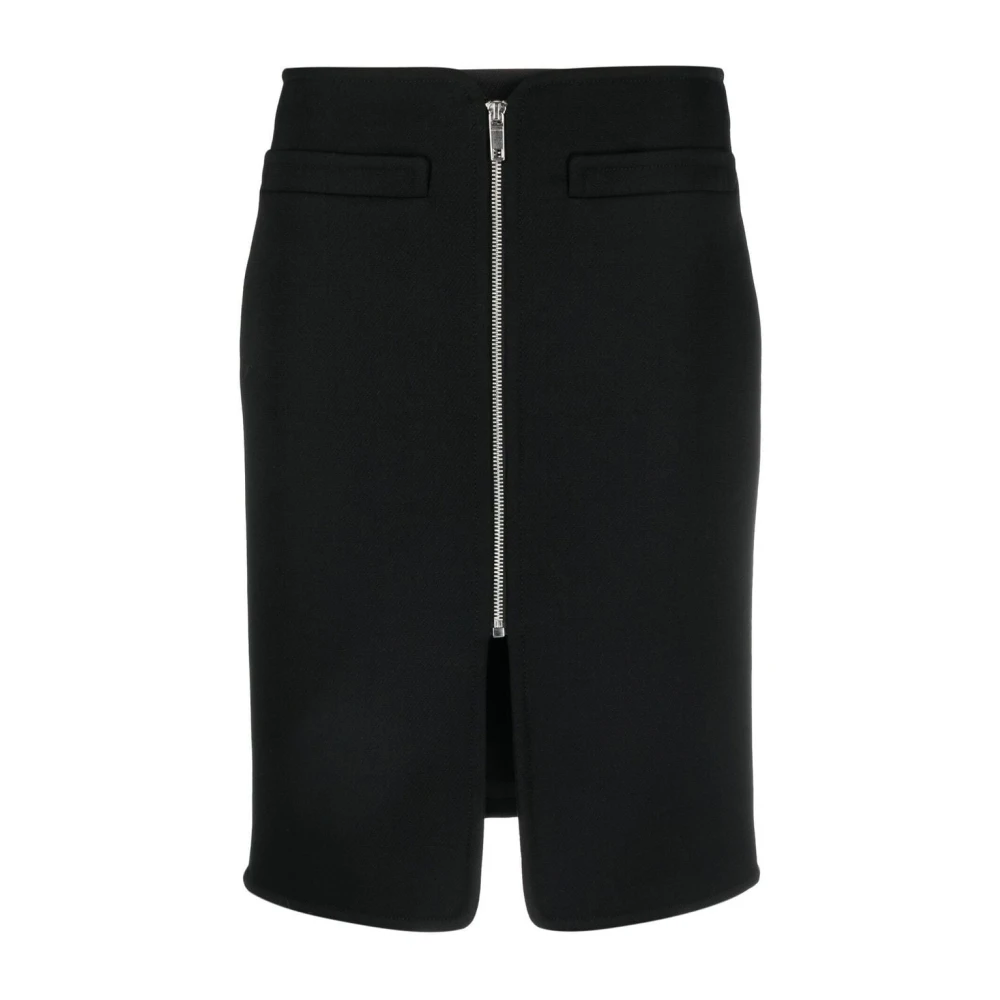 Courrèges Zwarte Wol Lange Rok Black Dames