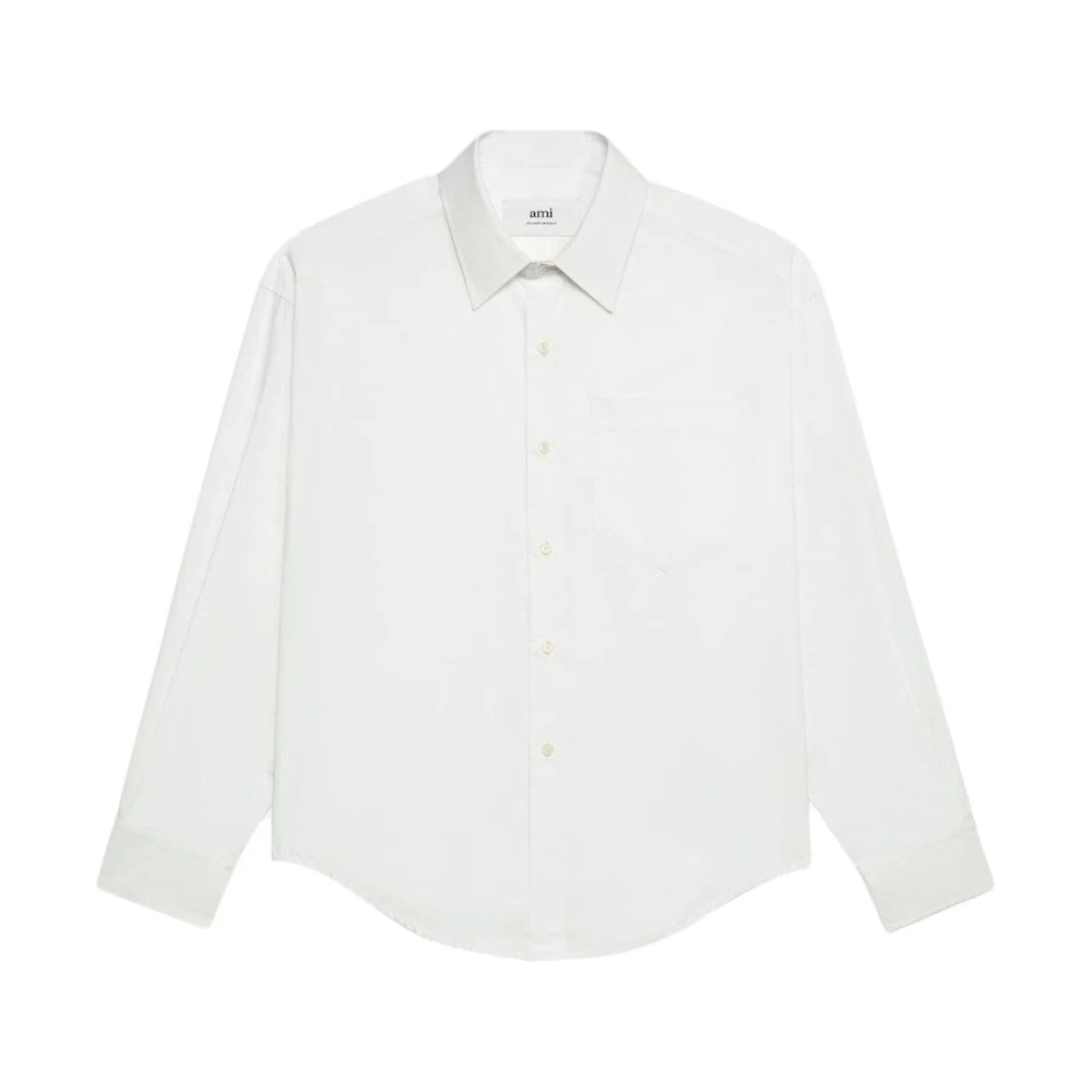 Ami Paris Klassiek Wit Overhemd met Geborduurd Logo White Heren