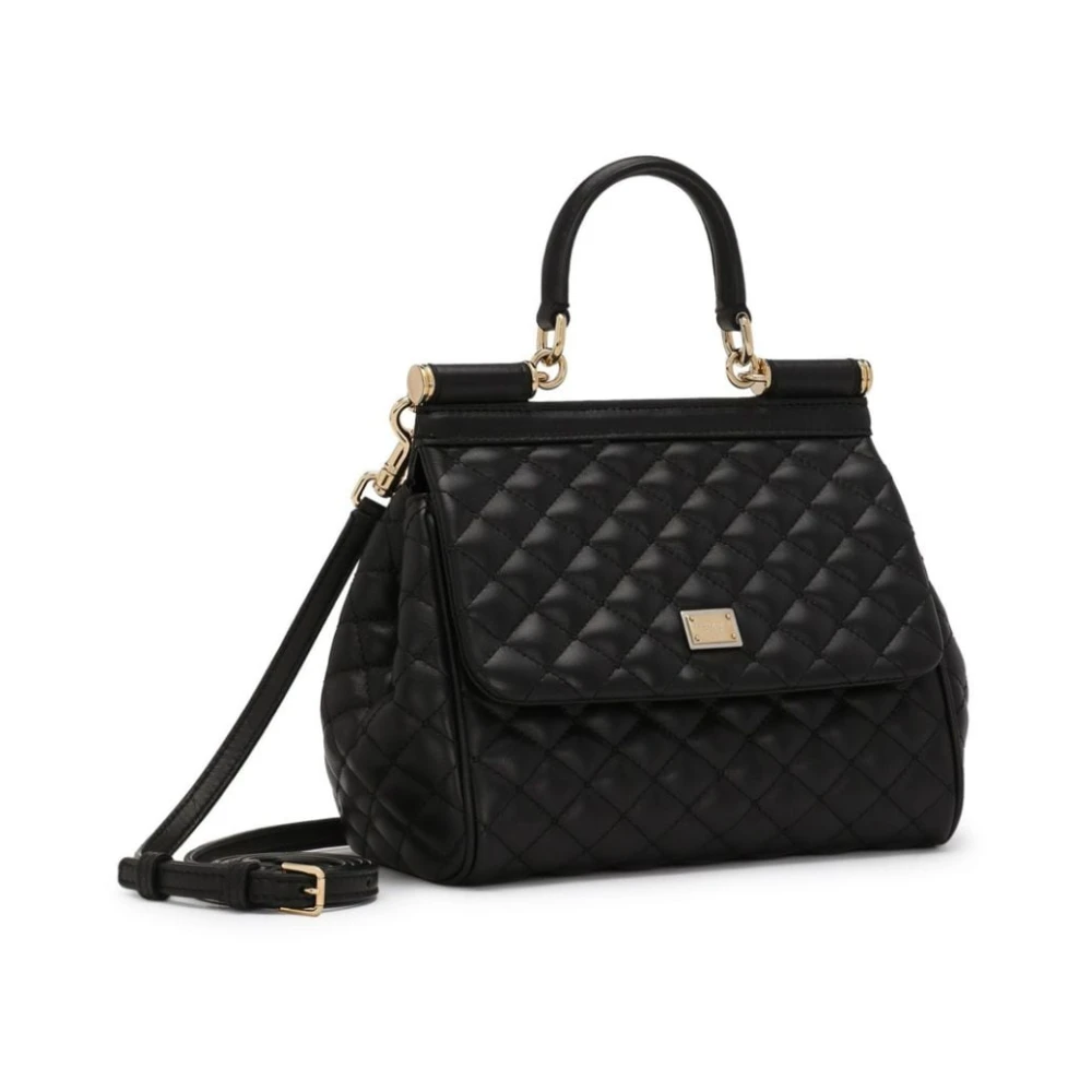 Dolce & Gabbana Zwarte Leren Schoudertas Black Dames