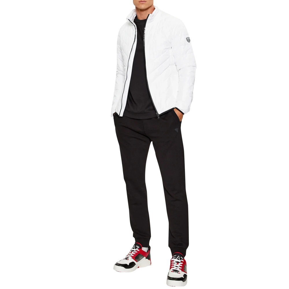 Emporio Armani EA7 Witte Rits Logo Puffer Jas White Heren