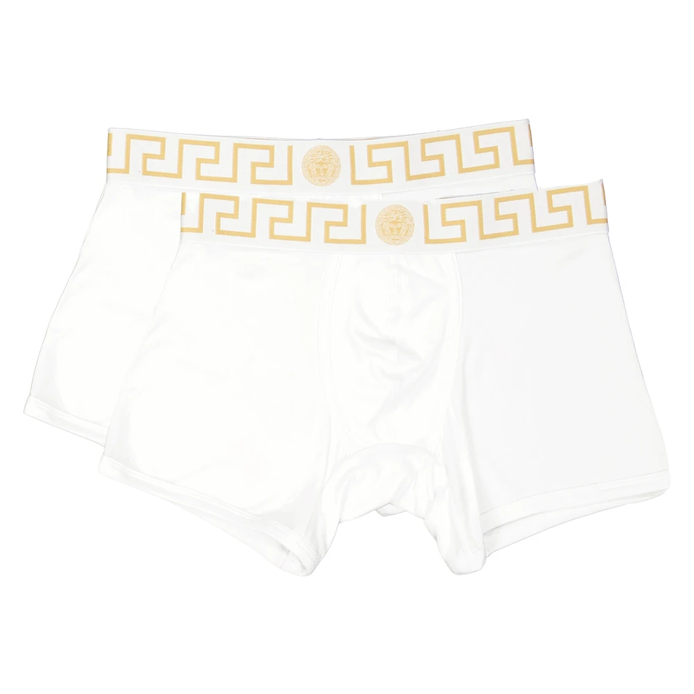 Versace Men's White Underpants, 3XL, Long Boxers Set, Medusa Greca Emblem