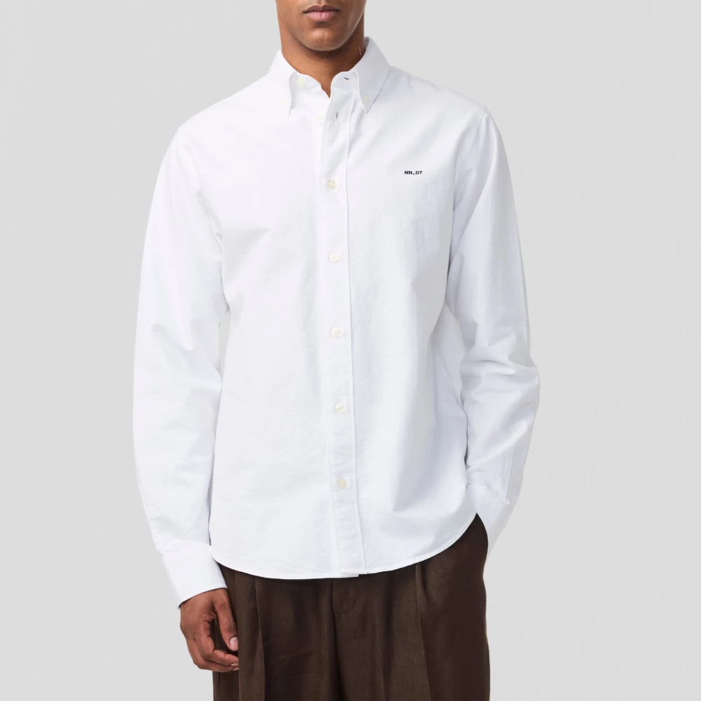 Nn07 Klassieke Witte Oxford Button-Down Shirt White Heren