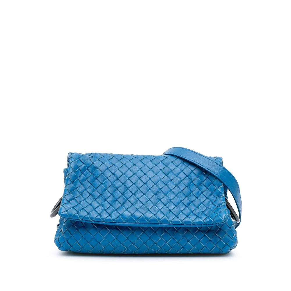 Bottega Veneta Vintage Women's Blue Pre-Owned The Nappa Intrecciato Flap Crossbody