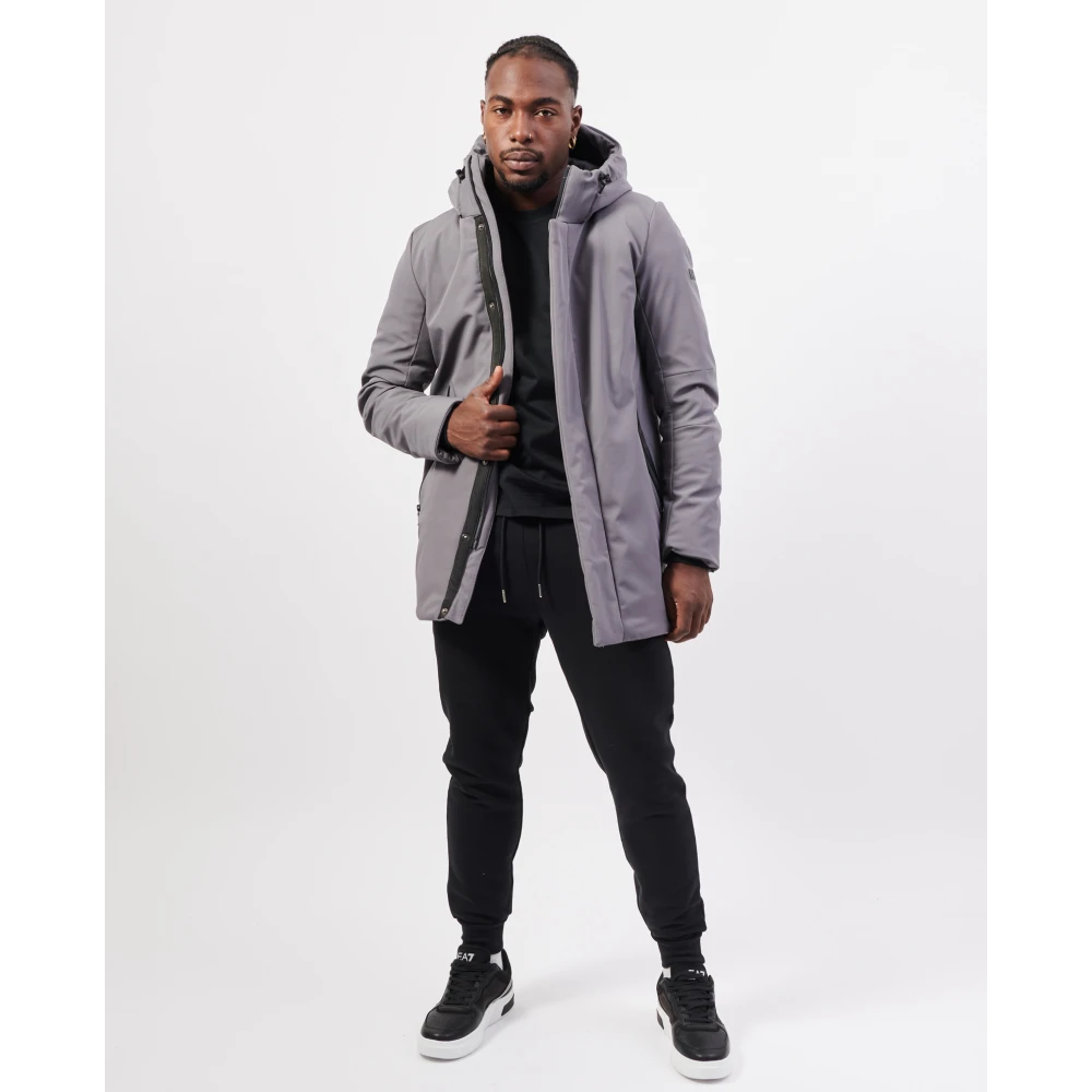 YES ZEE Grijze gewatteerde jas met capuchon Gray Heren