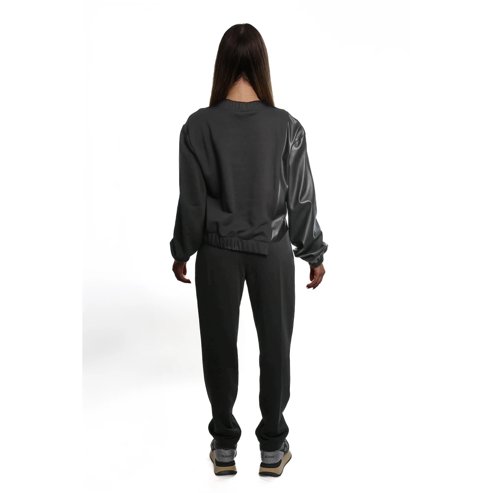 Jijil Zwarte Katoen-Polyester Sweatshirt met Rits Black Dames