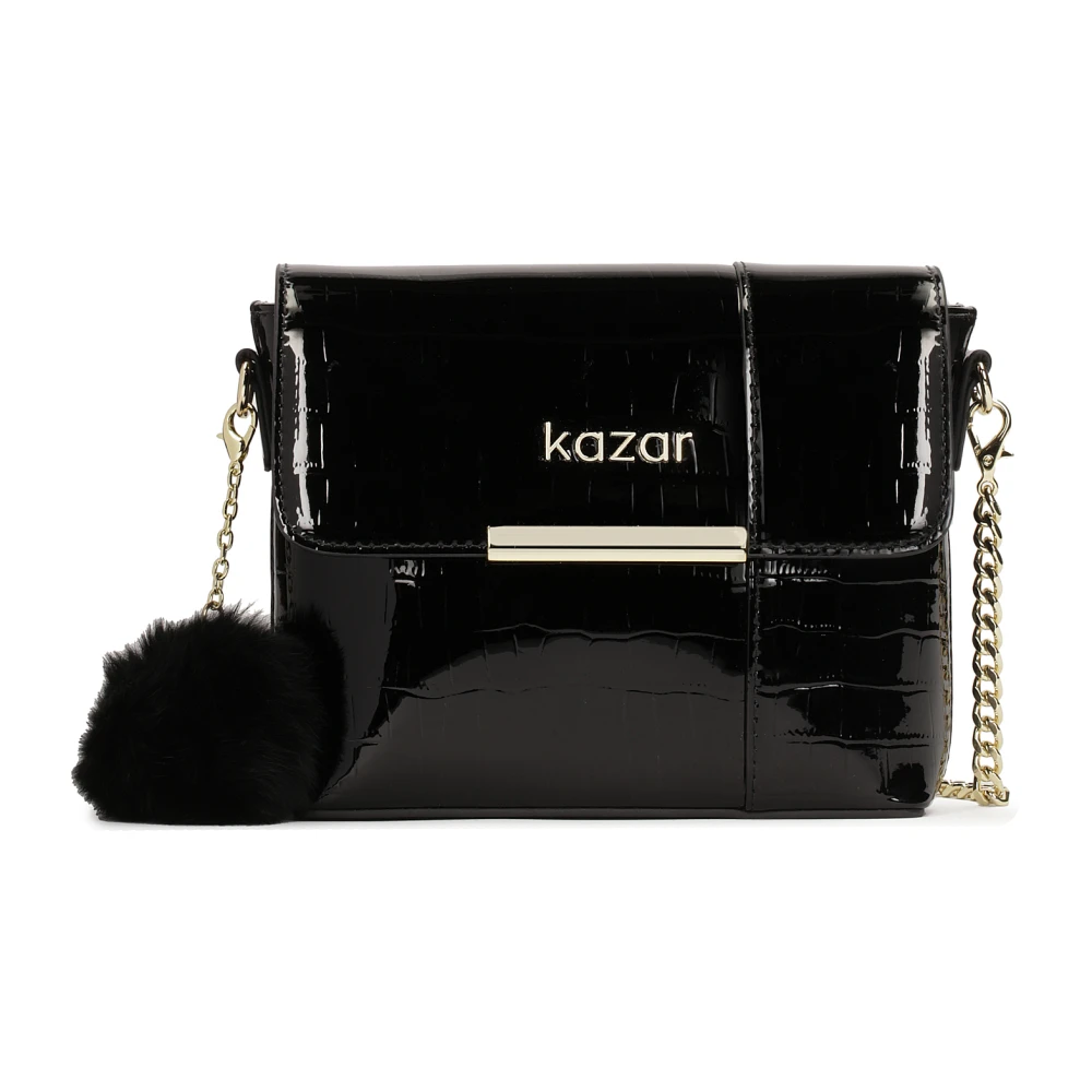 Kazar Kleine gelakte kettinghandtas Black Dames