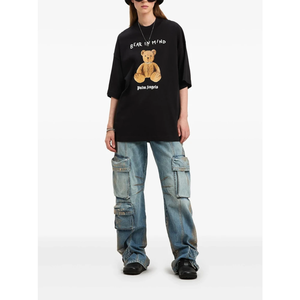 Palm Angels Zwarte Beer Loose Tee Black Dames